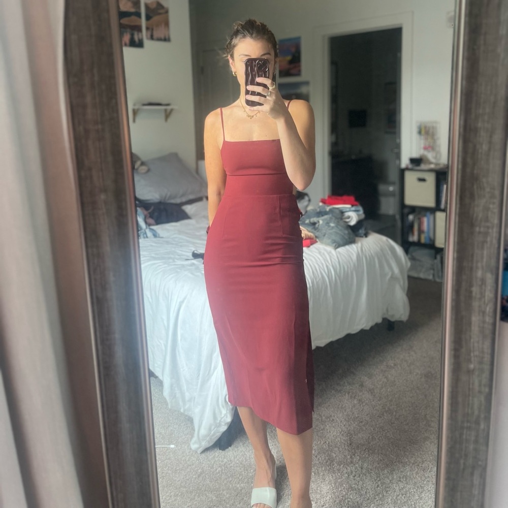 Deep Red Midi Dress from Forever 21